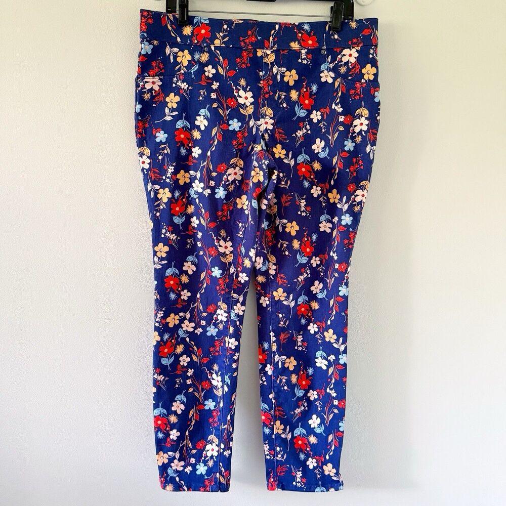 The Pioneer Woman Blue Floral Tapered Pull On Elastic Waist Cropped Pants L Larg